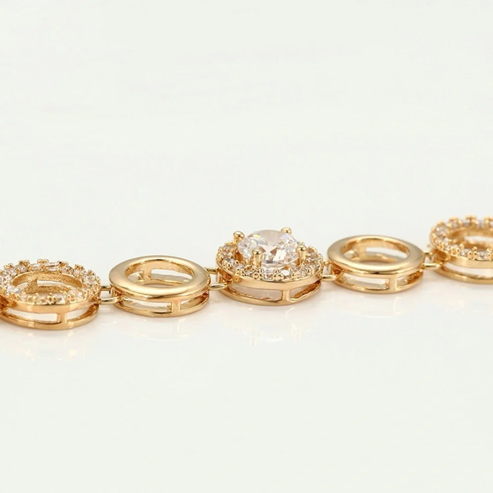 Circle Bracelet | Real CZ Stone | 18k Gold Plated Adjustable Water Resistant - Picture 5 of 12